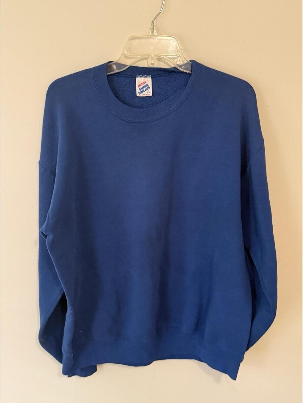 Vintage 80s Jerzees Russell Blue‎ Blank Pullover Sweatshirt X-Large USA Made